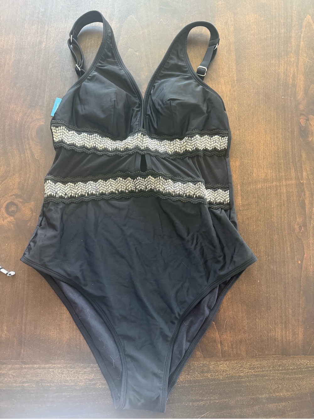 Cupshe Black One-Piece Swimsuit with Beaded Waist Detail